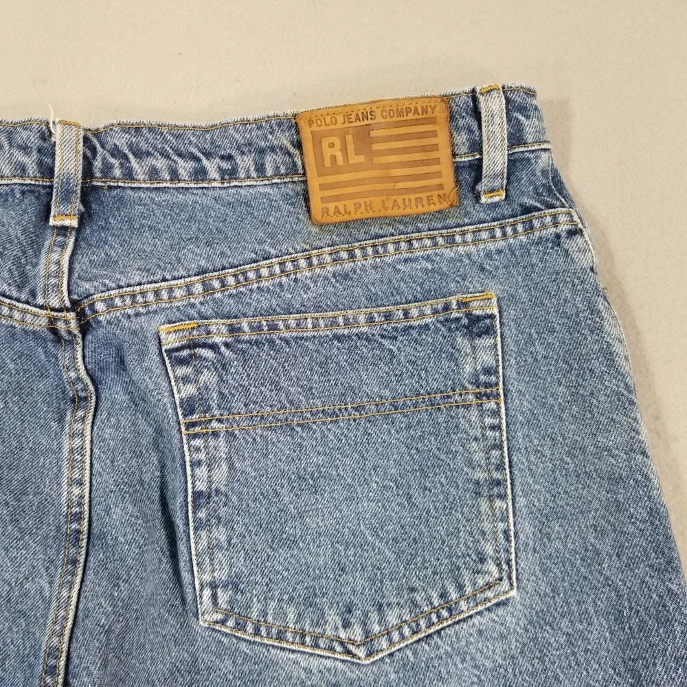 Polo Ralph Lauren jeans men's 38x30 relaxed loose fit blue denim pants retro